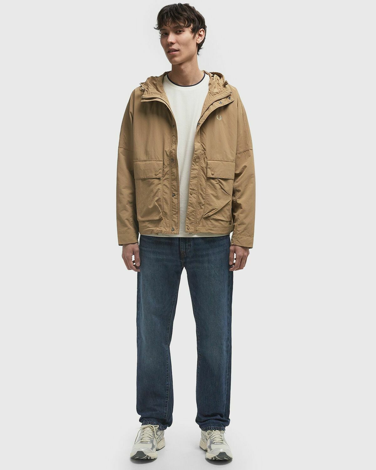 Fred Perry CROPPED FISHING PARKA Grey Men