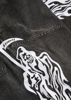 Warren Lotas Embroidered Denim Shorts Black