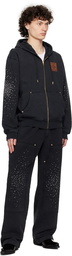 Casablanca Black 'La Prémonition' Crystal Embellished Zip Hoodie