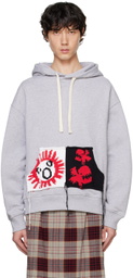 Charles Jeffrey LOVERBOY Gray Patch Rabbit Ears Hoodie
