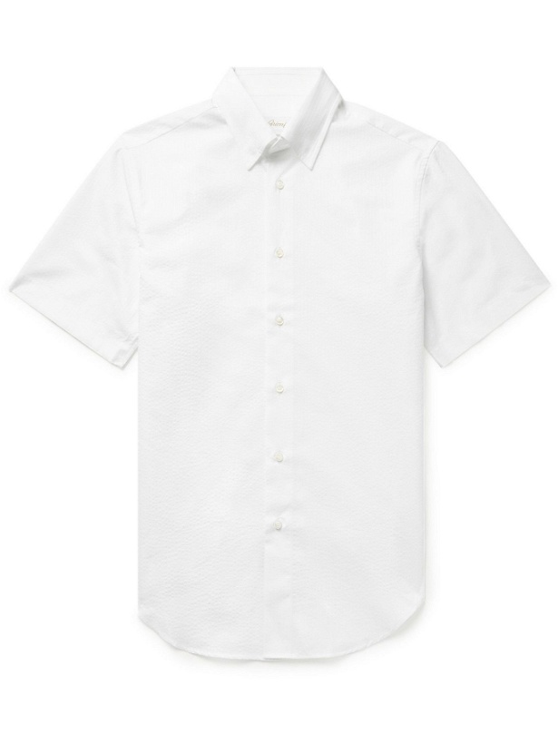 Photo: BRIONI - Cotton-Seersucker Shirt - White