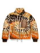 AMIRI - Leather-Trimmed Tie-Dyed Fleece Jacket - Orange