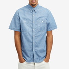 Beams Plus Men's Short Sleeve Chambray Work Shirt in Sax