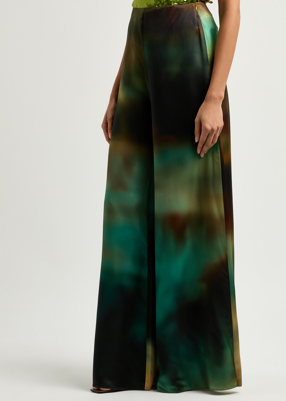 Roksanda Arneau Printed Wide-leg Satin Trousers Multicoloured 1