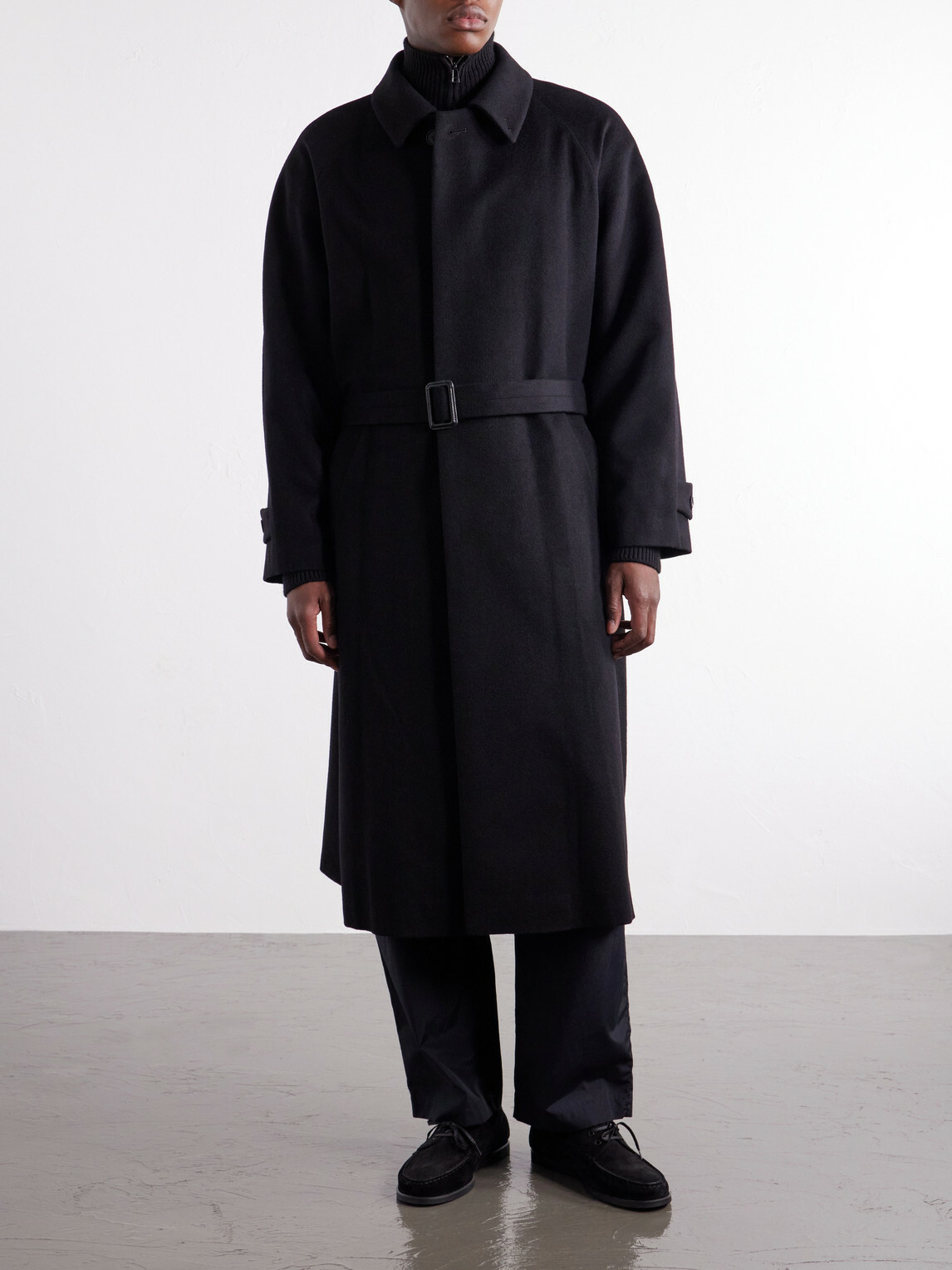 ssstein - Belted Wool and Cashmere-Blend Coat - Black