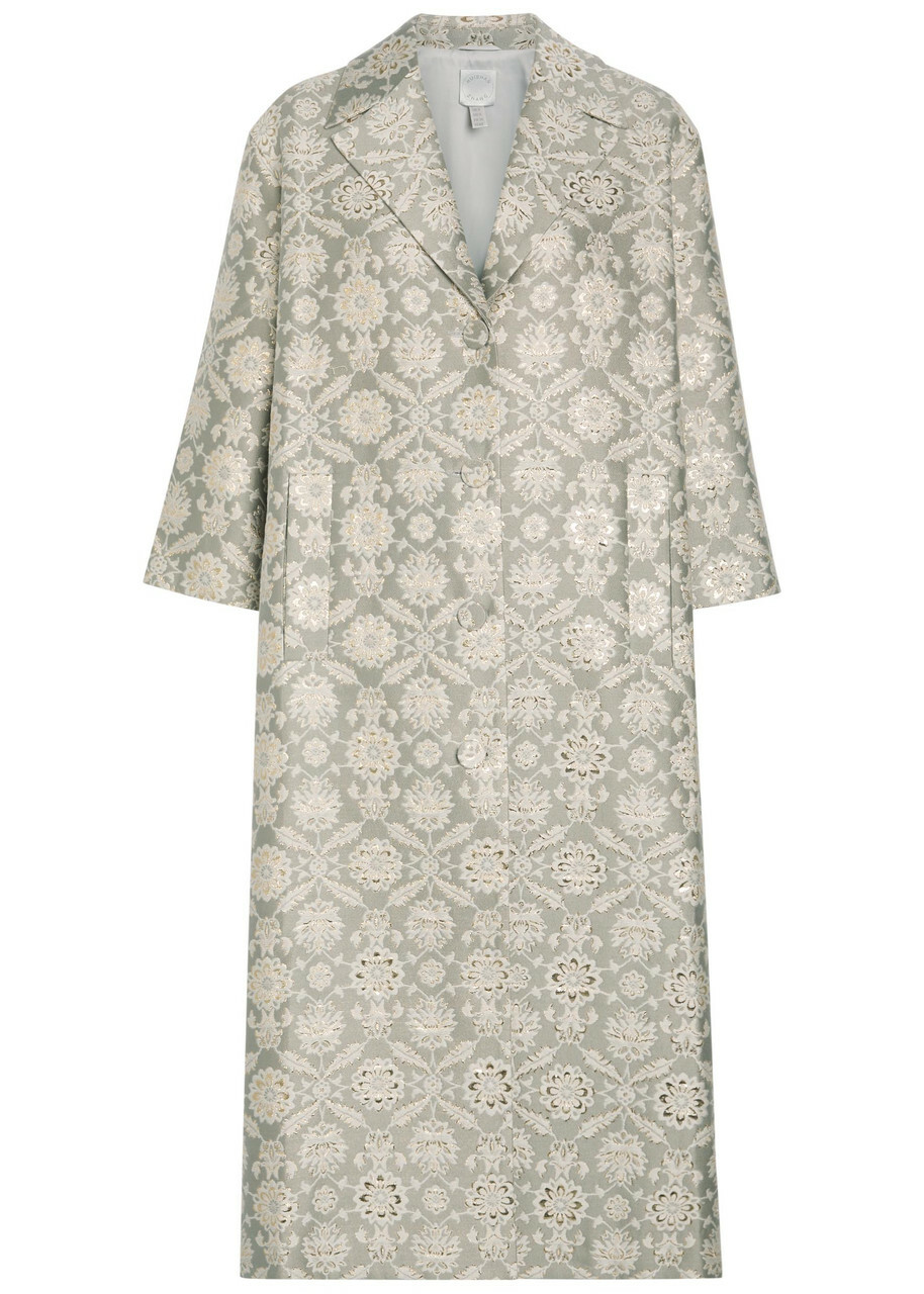 Huishan Zhang Liliane Floral-jacquard Cotton-blend Coat Grey