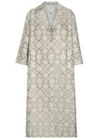 Huishan Zhang Liliane Floral-jacquard Cotton-blend Coat Grey