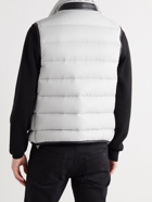 TOM FORD - Leather-Trimmed Quilted Shell Down Gilet - Gray