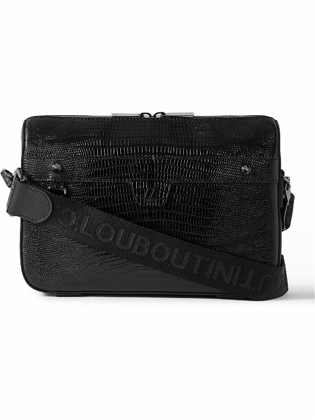Photo: Christian Louboutin - Ruisbuddy Studded Rubber-Trimmed Full-Grain Leather Messenger Bag