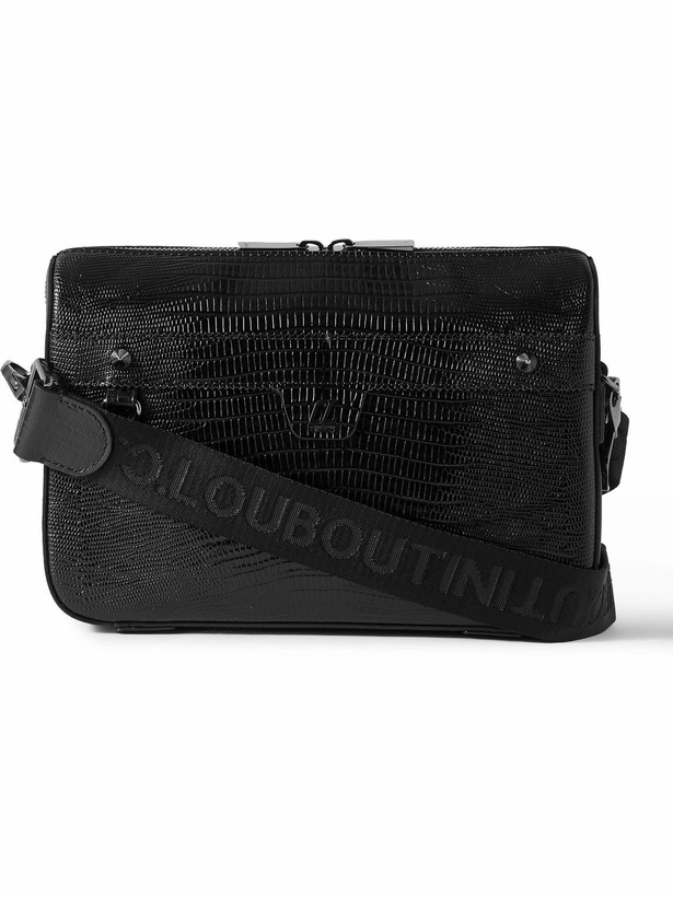 Photo: Christian Louboutin - Ruisbuddy Studded Rubber-Trimmed Full-Grain Leather Messenger Bag