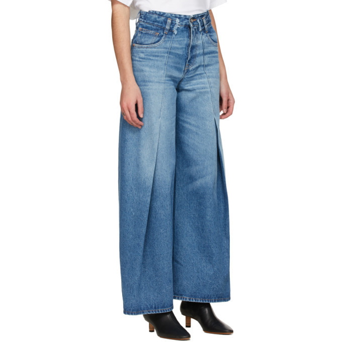 約36cmMM6 Blue Pintuck Flared Jeans メゾンマルジェラ
