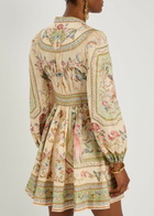 Zimmermann Roselight Printed Linen Mini Dress Sage