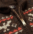 RRL - Intarsia Wool, Cotton, Alpaca, Silk and Linen-Blend Zip-Up Cardigan - Men - Brown