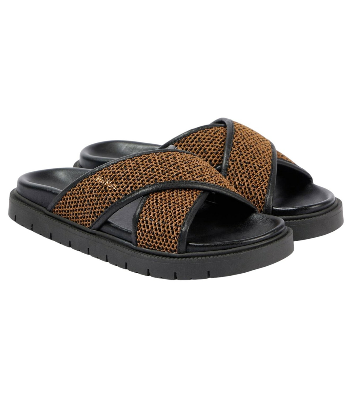 Max Mara Logo jacquard raffia-effect slides Max Mara