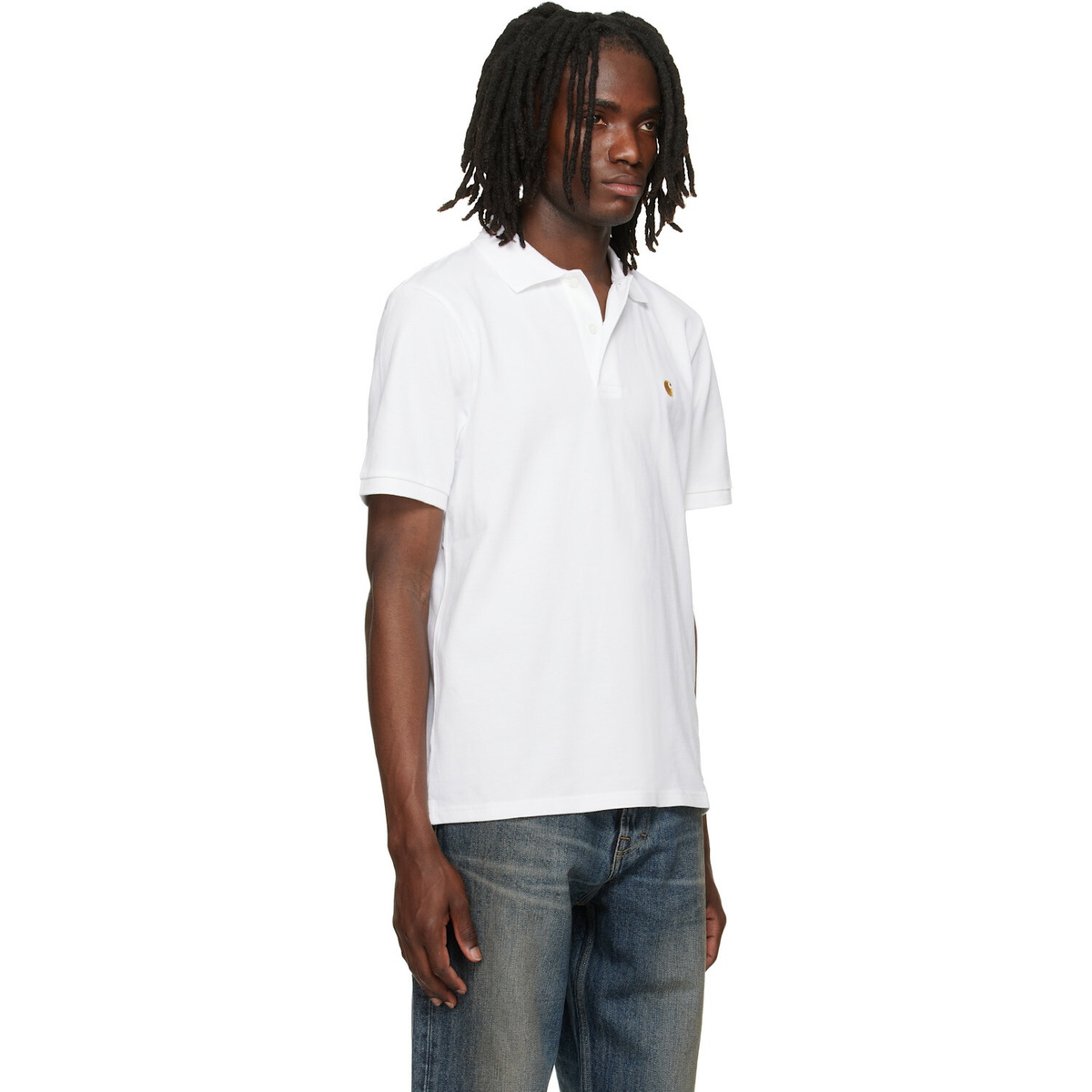 Carhartt Work In Progress White Chase Pique Polo
