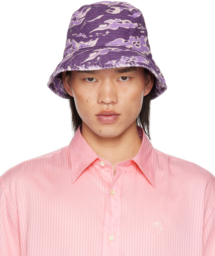 Photo: Acne Studios Purple Brimmo Flame Camo Bucket Hat