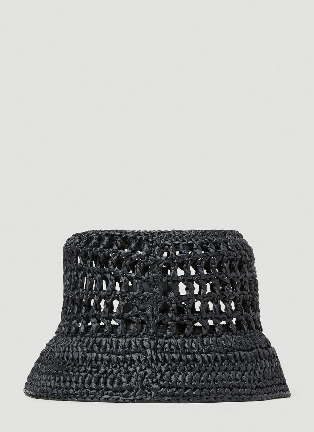 ストローハット PRADA BLACK RAFFIA BUCKET HAT Prada - Raffia Woven Bucket Hat in Black Prada