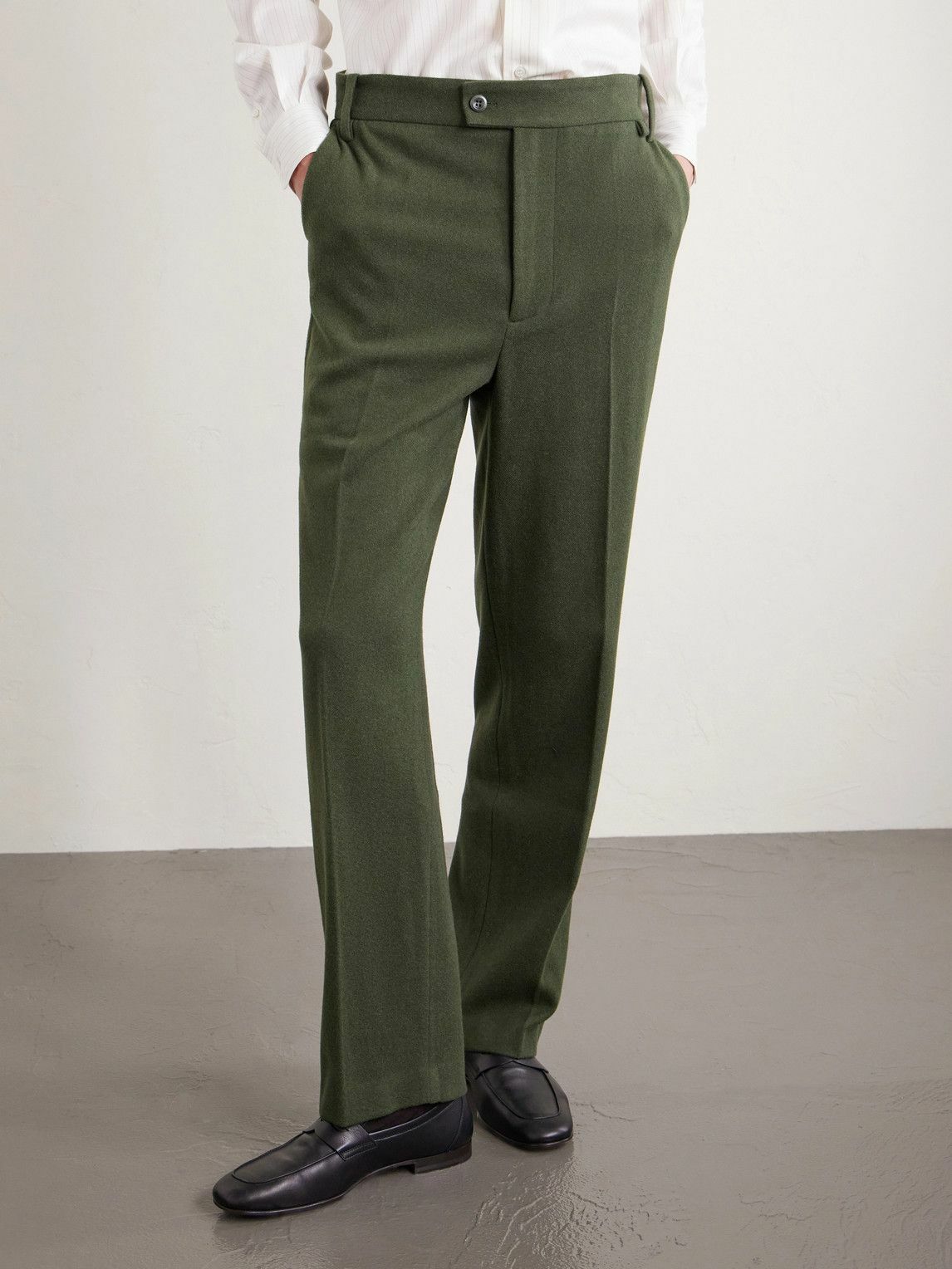 The Elder Statesman - Tapered Wool, Silk and Cashmere-Blend Trousers - Green