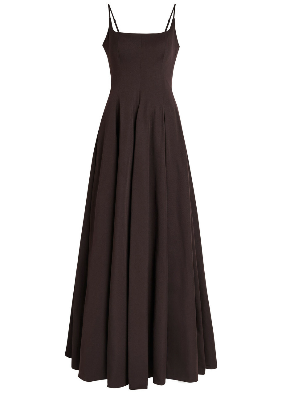 Staud Joy Cotton-blend Maxi Dress Brown