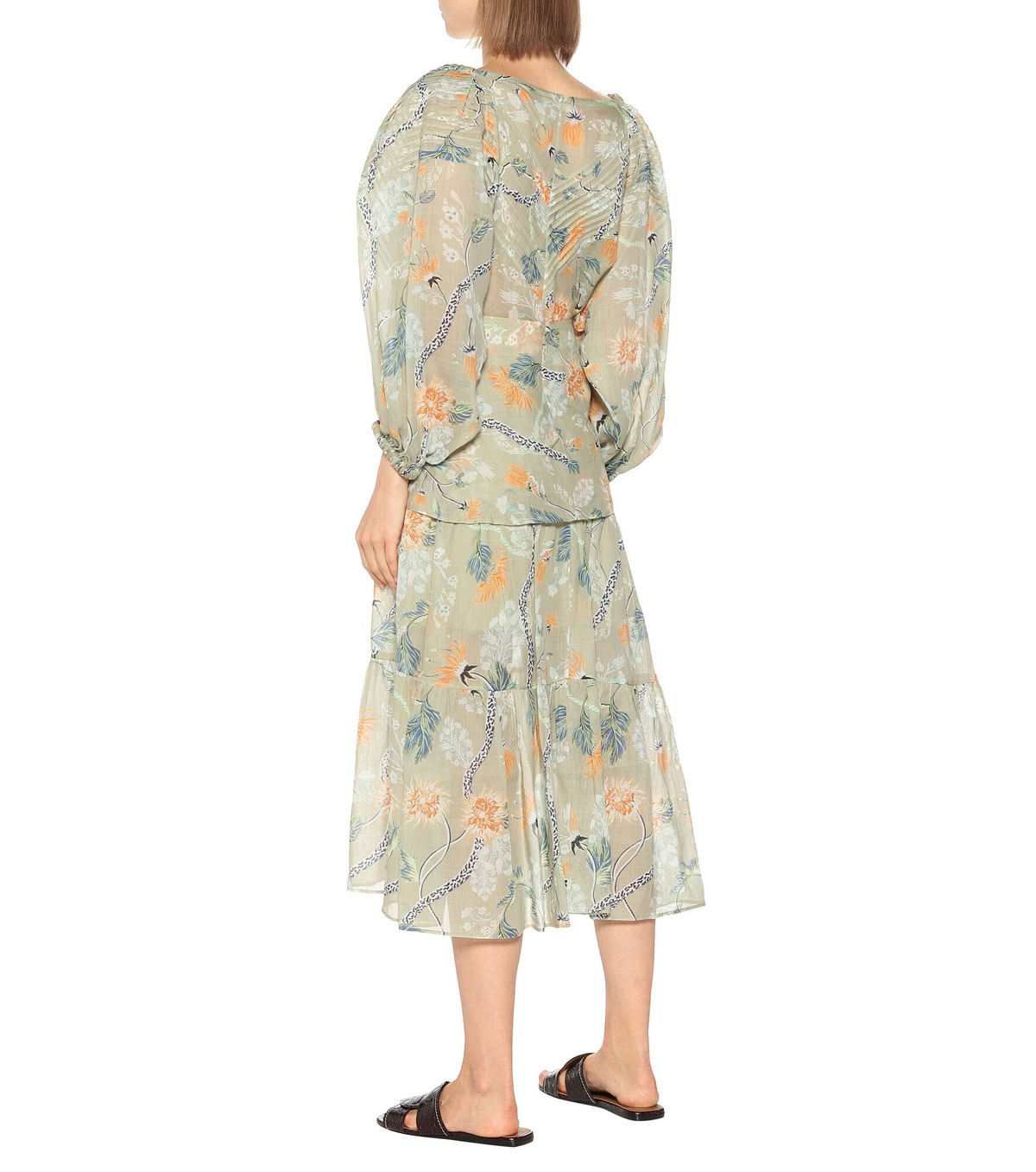 Lightweight Ramie Floral Print Skirt