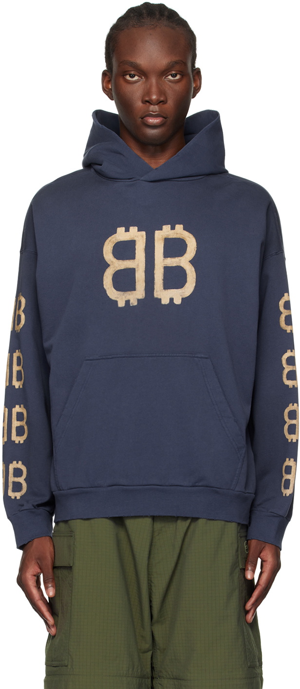 トップス BALENCIAGA Crypto Hoodie 23aw Balenciaga Blue Crypto Hoodie Balenciaga