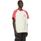 Rhude Off-White and Red Raglan Logo T-Shirt