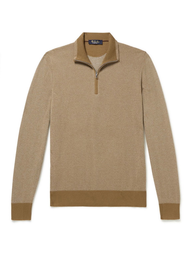 Photo: Loro Piana - Roadster Striped Cashmere Half-Zip Sweater - Brown