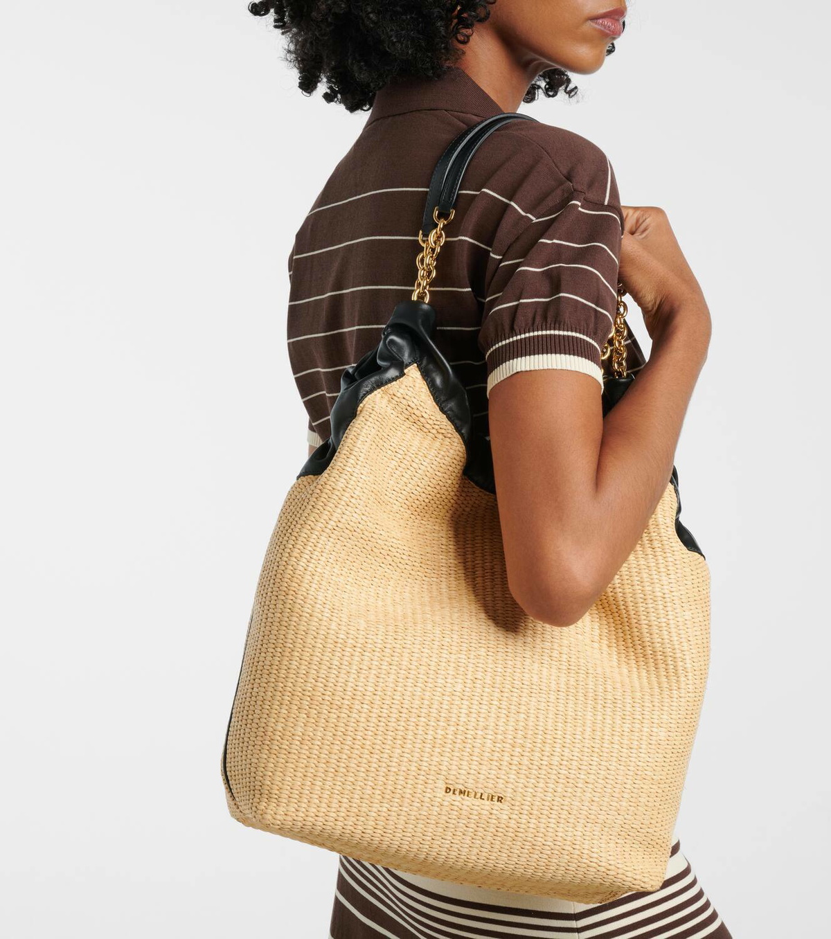 DeMellier Miami leather and raffia shoulder bag DeMellier DeMellier Miami leather and raffia shoulder bag DeMellier