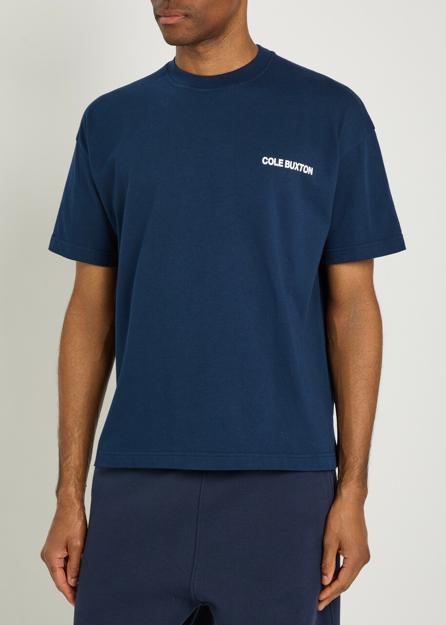 Cole Buxton Logo-print Cotton T-shirt Navy