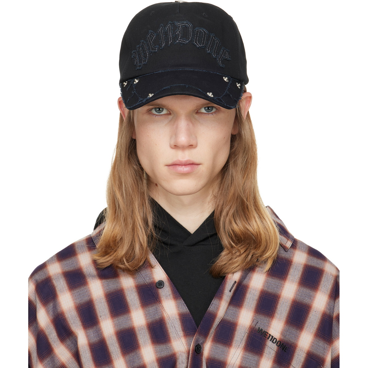 We11done Black Gothic Logo Vintage Baseball Cap