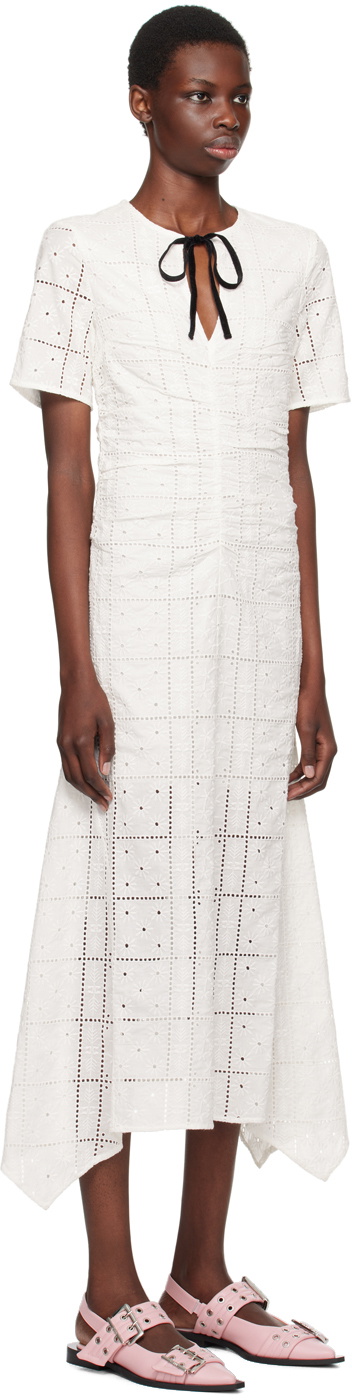 GANNI White Broderie Anglaise Maxi Dress