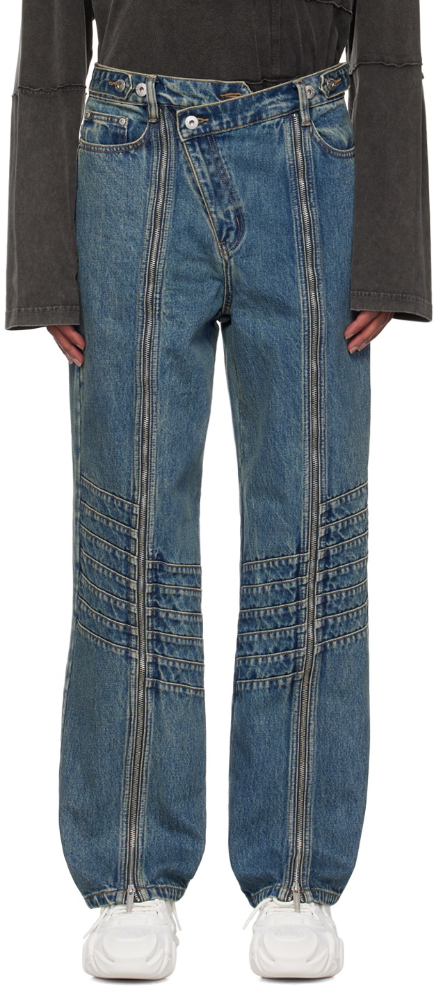 Feng Chen Wang Blue Seaming Jeans Feng Chen Wang