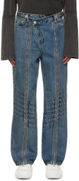 Feng Chen Wang Blue Seaming Jeans