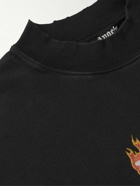 Palm Angels - Logo-Print Distressed Cotton-Jersey Sweatshirt - Black