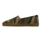 Saint Laurent Khaki Camo Embroidered Logo Espadrilles