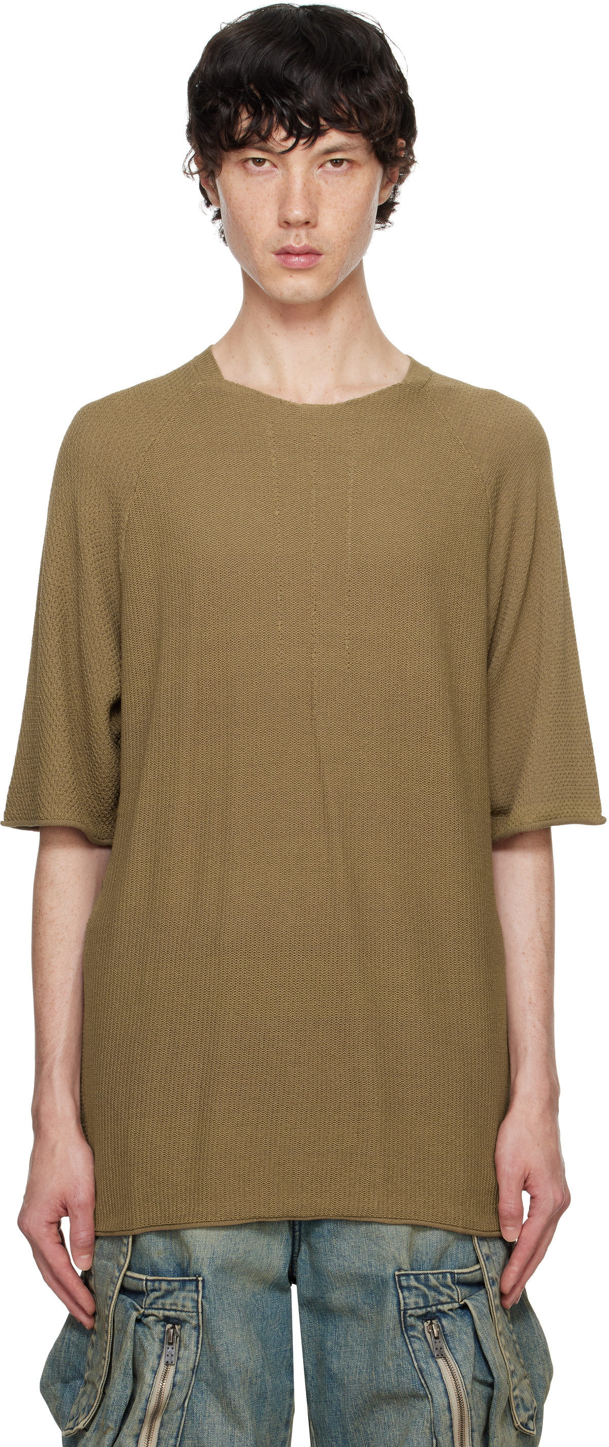 DEVOA Khaki Short Sleeve Knit T-shirt