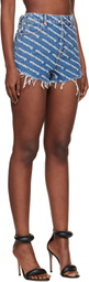 Alexander Wang Blue Denim Bite Logo Shorts