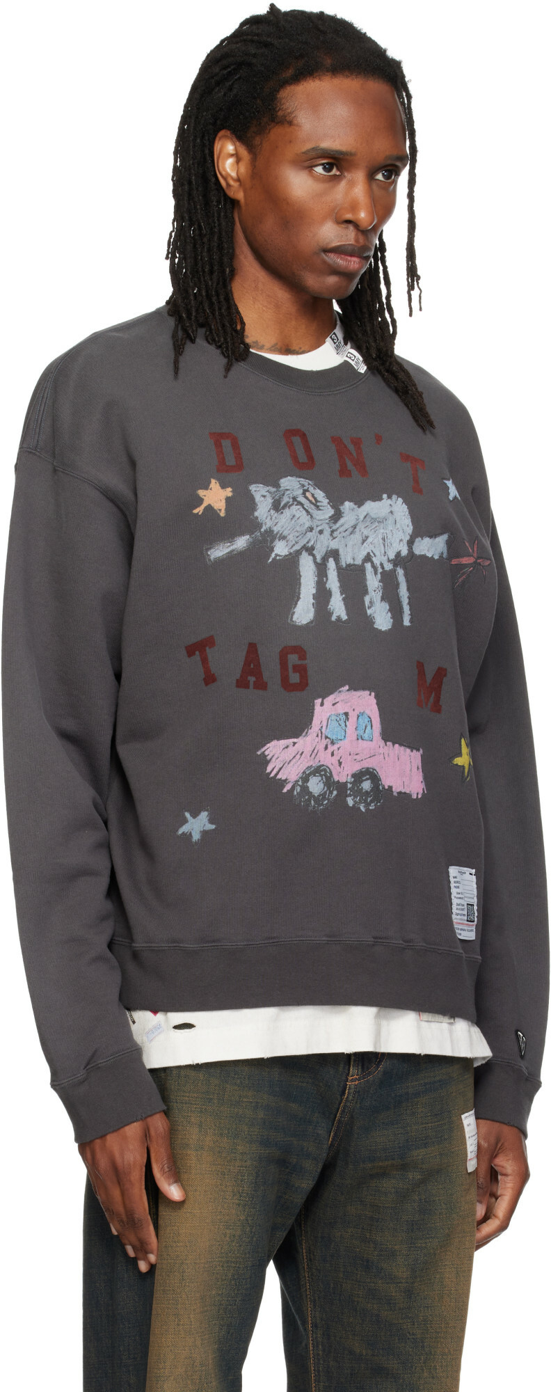 Maison MIHARA YASUHIRO Black Printed 'Kids Doodle' Sweatshirt