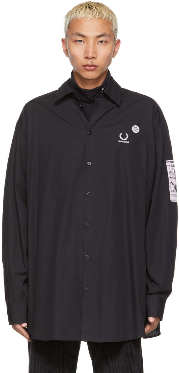 Raf Simons Black Fred Perry Edition Back Patch Oversized Shirt Raf Simons