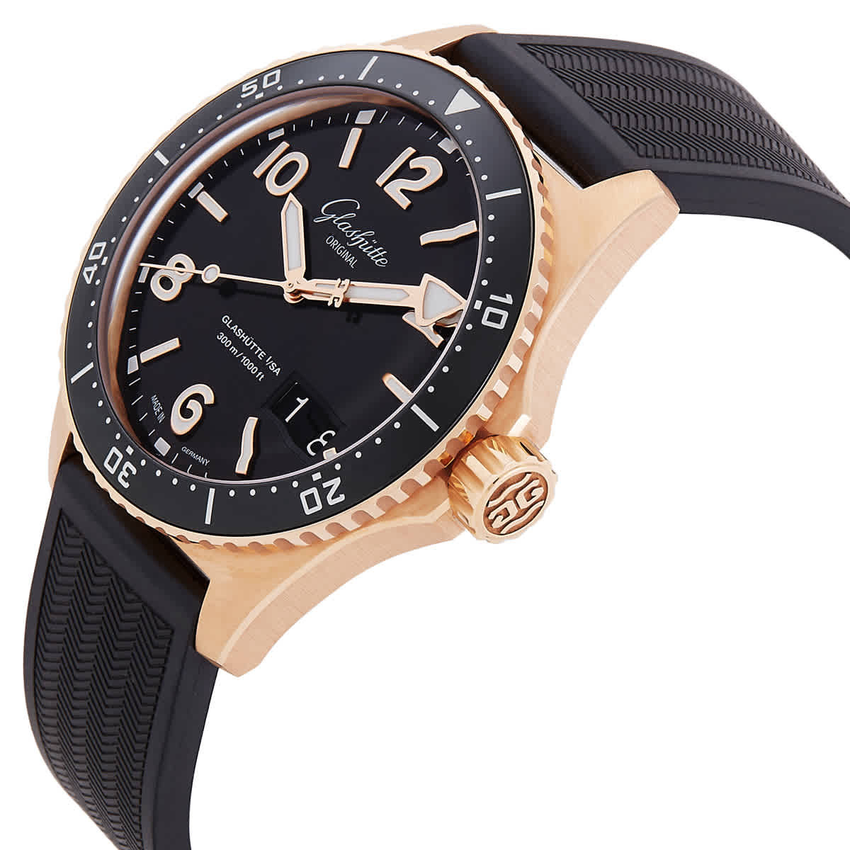 Glashutte Original SeaQ Panorama Date Automatic Black Dial Mens Watch 1-36-13-03-90-33