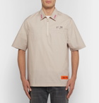Heron Preston - Oversized Embroidered Printed Half-Zip Cotton-Poplin Shirt - Men - Beige