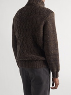 Inis Meáin - Corrán Cam Cable-Knit Donegal Merino Wool and Cashmere-Blend Rollneck Sweater - Brown