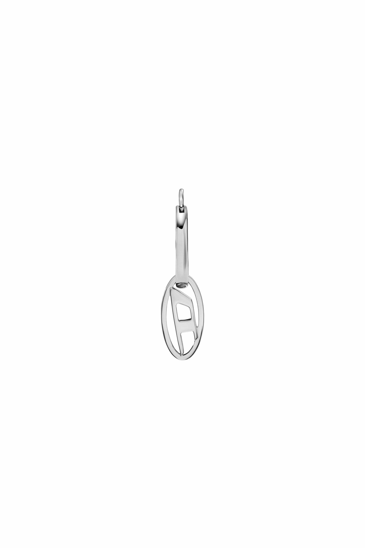 Diesel Stainless Steel Hoop Earring - Earrings - Unisex - Silver