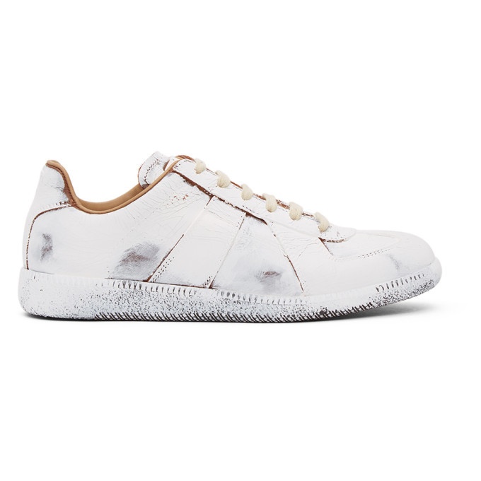 Photo: Maison Margiela Brown and White Paint Crack Replica Sneakers