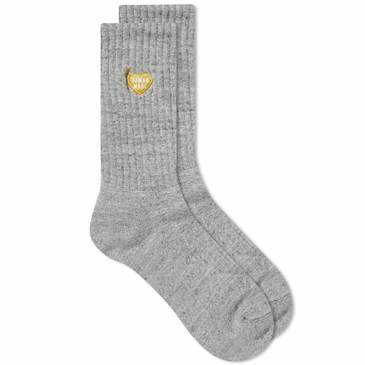 Photo: Human Made Men's Heart Pile Socks in Grey
