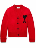 AMI PARIS - Logo-Intarsia Virgin Wool Sweater - Red