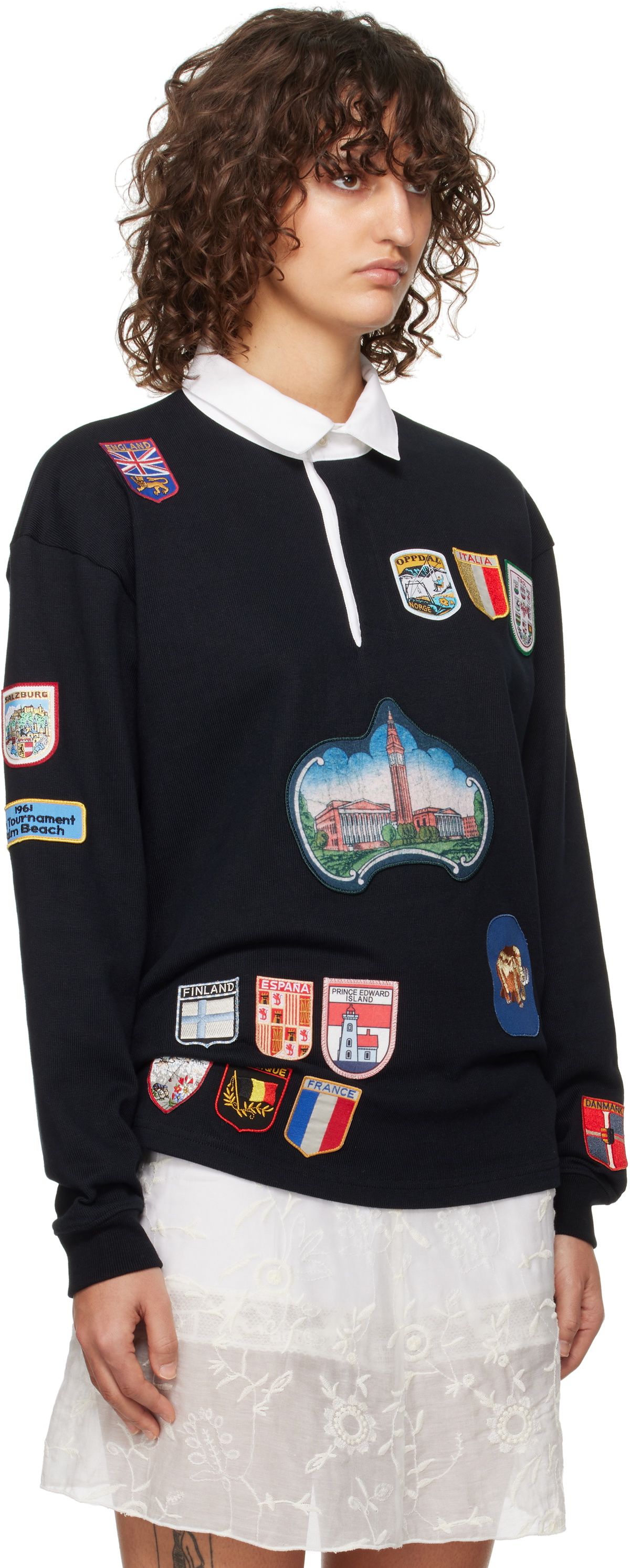 Bode Black Multi-Patch Rugby Polo Bode
