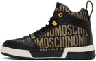 Moschino Black & Gold Allover Logo Sneakers