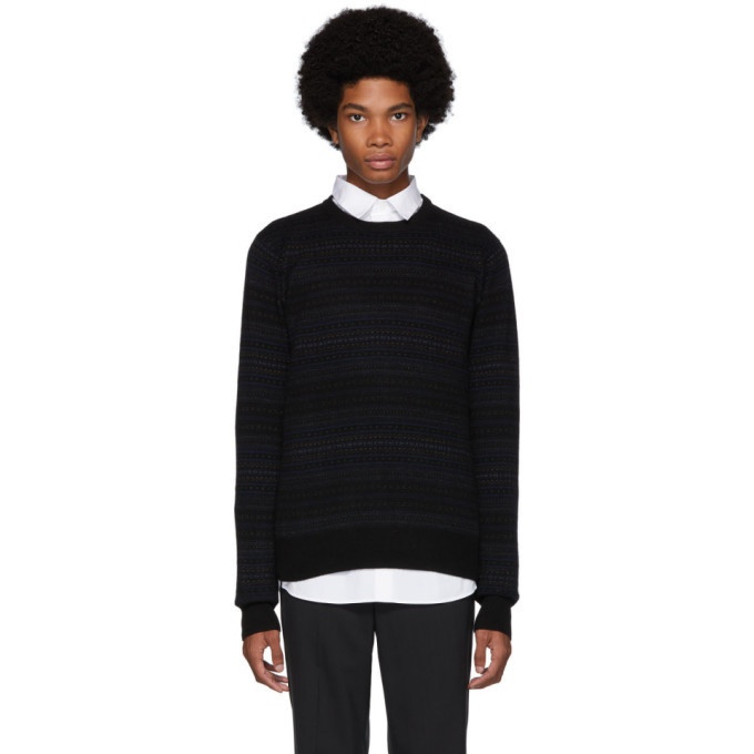 Photo: Norse Projects Black and Navy Cashmere and Wool Sigfred Fairisle Sweater