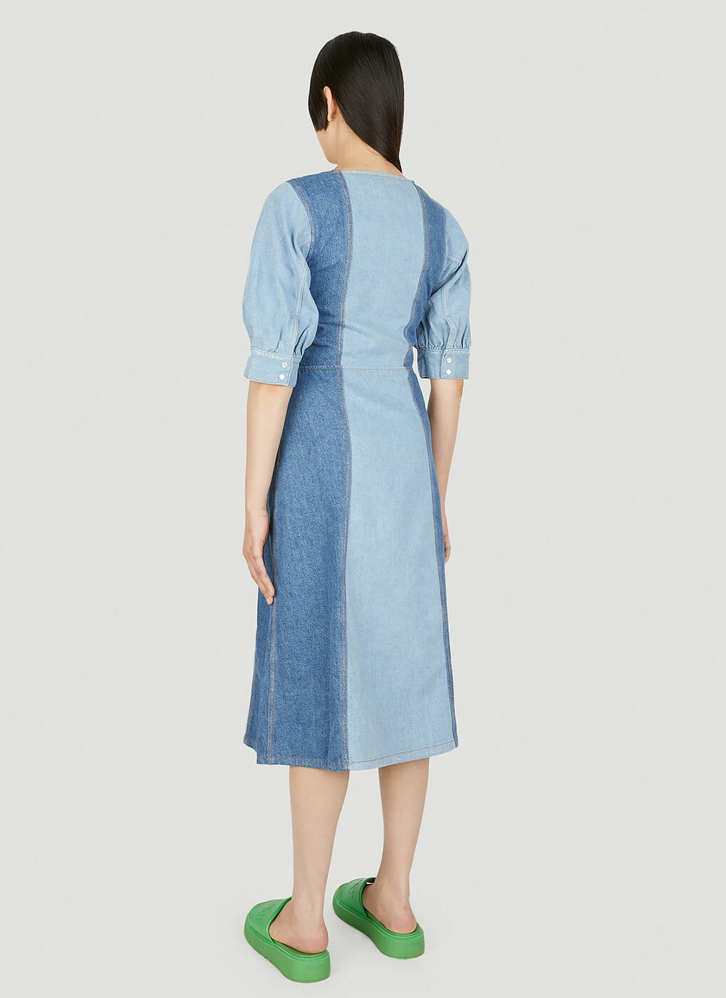 PATCHWORK DENIM DRESS - Blue